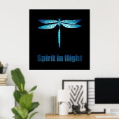 Poster Illustration de la libellule bleue en vol (Bureau à domicile)