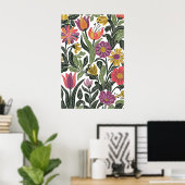 Poster Illustration de la ligne florale scandinave modern (Bureau à domicile)