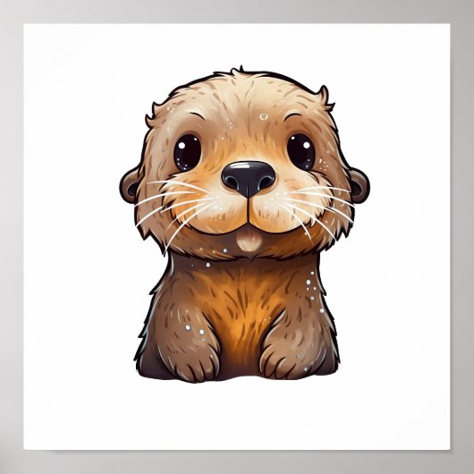 Poster Illustration de la loutre de dessin (Devant)