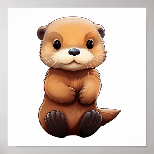 Poster Illustration de la loutre de dessin (Devant)
