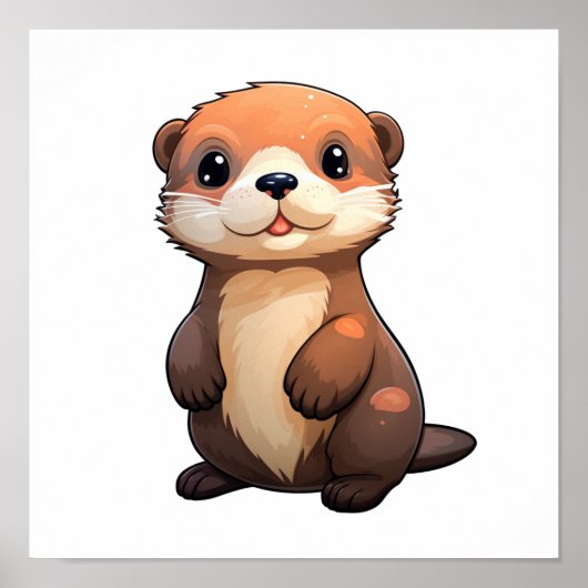 Poster Illustration de la loutre de dessin (Devant)
