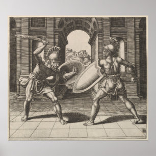 Poster Illustration de la lutte contre l'épée du gladiate