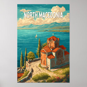 Poster Illustration de la Macédoine du Nord Art de voyage