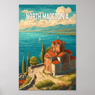 Poster Illustration de la Macédoine du Nord Art de voyage
