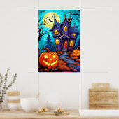 Poster Illustration de la maison hantée d'Halloween festi (Cuisine)