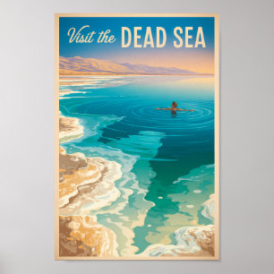 Poster Illustration de la mer Morte Art de voyage Vintage
