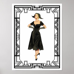 Poster Illustration de la mode rétro du les années 50 Vin