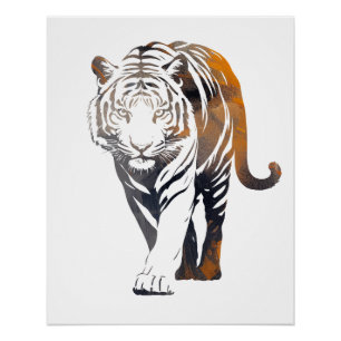 Poster Illustration de la nature du tigre Silhouette Cool