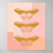 Poster Illustration de la nature papillon en rose et or (Devant)