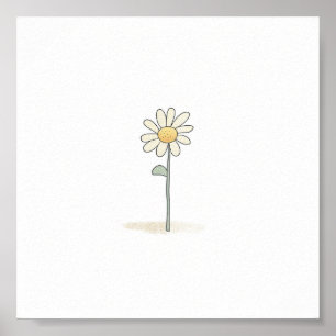 Poster Illustration de la pâquerette délicate - Fleur sim