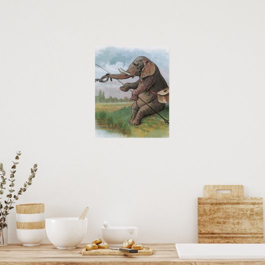 Poster Illustration de la pêche des éléphants (Cuisine)