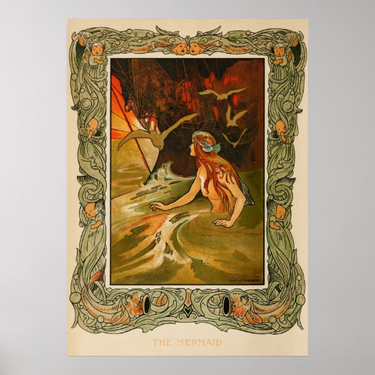 Poster Illustration de la petite sirène vintage (Devant)