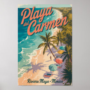 Poster Illustration de la plage de Playa del Carmen Art d