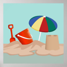 Illustration de la scène de plage de Bucket et Spa