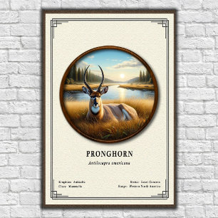 Poster Illustration de la série de zoologie du Pronghorn