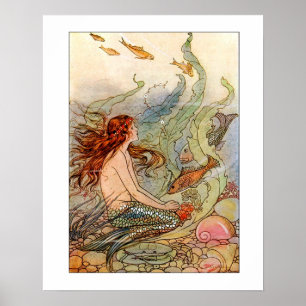 Poster Illustration de la sirène d'art