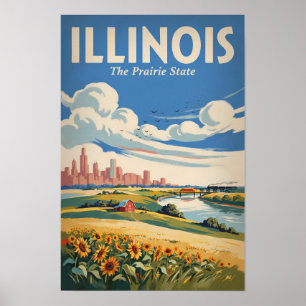 Poster Illustration de la skyline de Chicago dans l'Illin