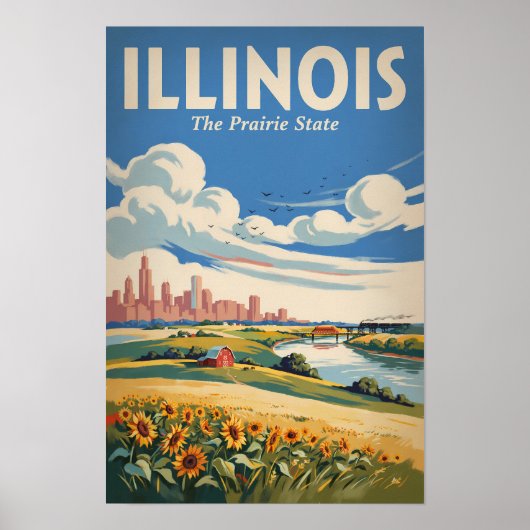 Poster Illustration de la skyline de Chicago dans l'Illin (Devant)