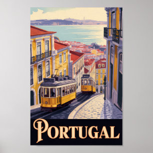 Poster Illustration de la skyline de Lisbonne au Portugal