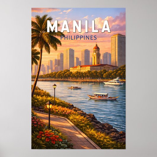 Poster Illustration de la skyline de Manille Philippines (Devant)