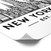 Poster Illustration de la skyline de NYC avec la Statue d (Coin)