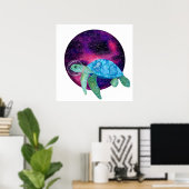 Poster Illustration de la tortue astronaute d'aquarelle m (Bureau à domicile)