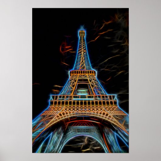 Poster Illustration de la Tour Eiffel - Paris, France (Devant)