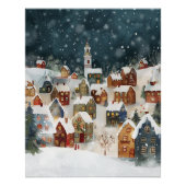 Poster Illustration de la ville de Noël en mignon (Devant)