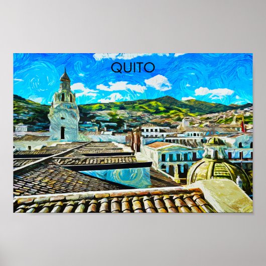 Poster Illustration de la ville de Quito Ecuador (Devant)