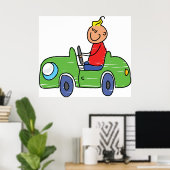 Poster Illustration de la voiture verte pour enfants (Bureau à domicile)