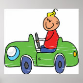Poster Illustration de la voiture verte pour enfants (Devant)