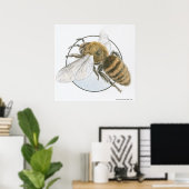 Poster Illustration de l'abeille européenne au miel (Bureau à domicile)