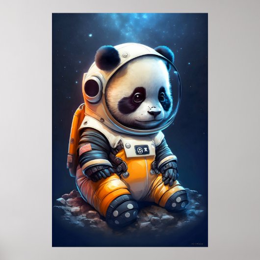 Poster Illustration de l'adorable astronaute Panda Bear (Devant)