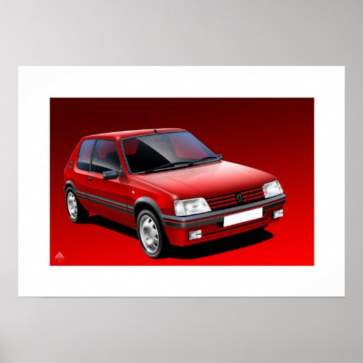 Poster Illustration de l'affiche de Peugeot 205 GTI (Devant)