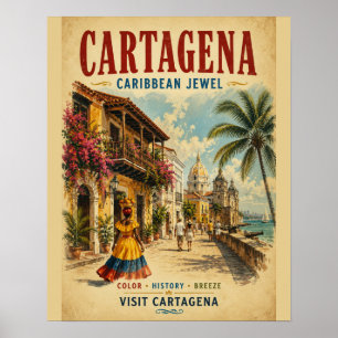 Poster Illustration de l'affiche de voyage vintage de Car