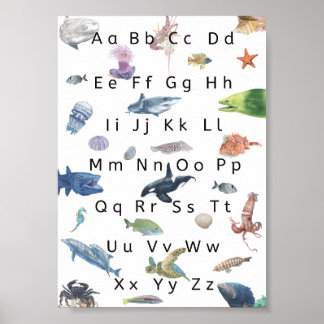 Poster Illustration de l'affiche Enfants Alphabet, Aqua L
