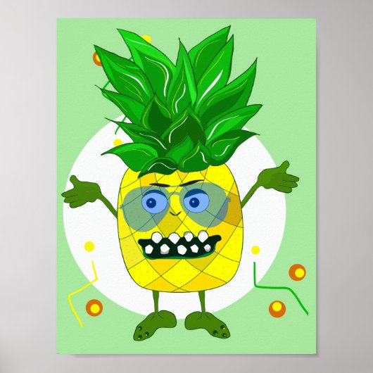 Poster Illustration de l'ananas monstre mou (Devant)
