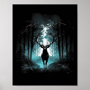 Poster Illustration de l'animal sauvage du cerf forestier