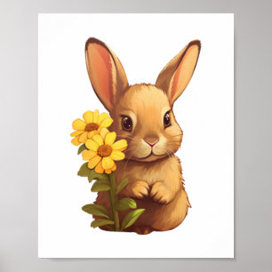 Poster Illustration de lapin de dessin