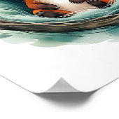 Poster Illustration de l'aquarelle au nid de renard dorma (Coin)