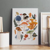 Poster Illustration de l'aquarelle des champignons de la