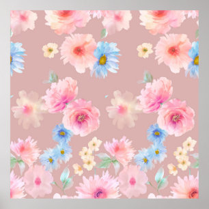 Poster Illustration de l'aquarelle des fleurs. Coloris aq