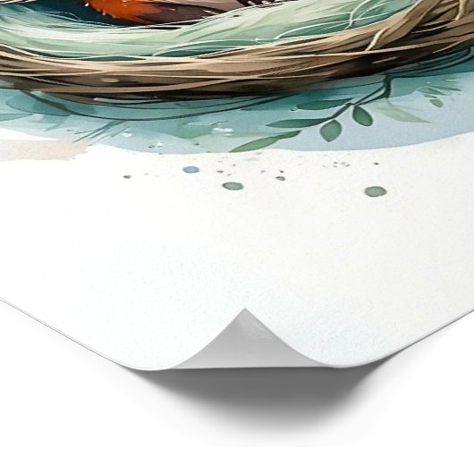 Poster Illustration de l'aquarelle paisible du nid de rep (Coin)