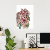 Poster Illustration de l'aquarelle rose Caladium (Bureau à domicile)