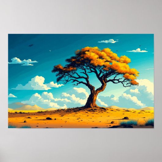 Poster Illustration de l'arbre du désert (Devant)