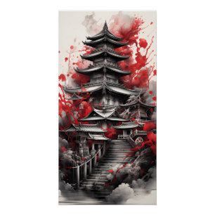 Poster Illustration De L'Architecture Japonaise Tradition