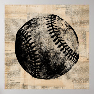 Poster Illustration de l'art du baseball Vintage
