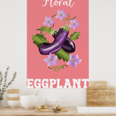 Poster Illustration de l'aubergine florale (Cuisine)