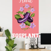 Poster Illustration de l'aubergine florale (Bureau à domicile)