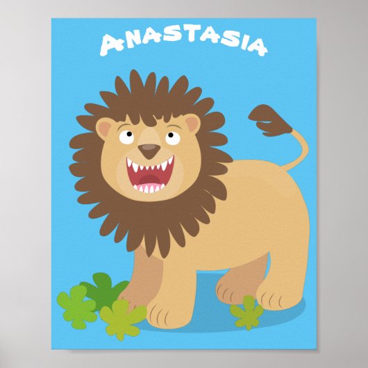 Poster Illustration de l'effervescence de lions heureux (Devant)